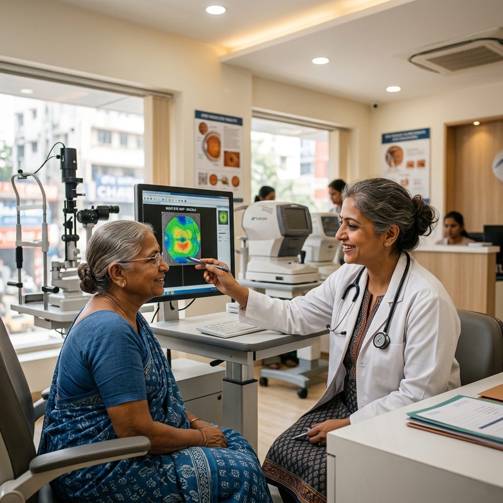 Ophthalmologist patient checkup